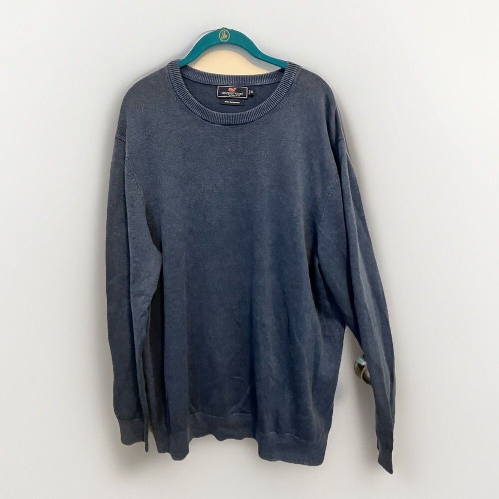 Vineyard Vines Sweater Mens XL Blue Cotton Cashmere Blend Crew Neck Pullover